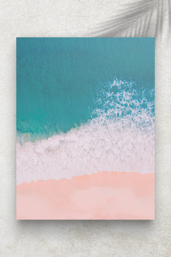 Vague Bleue Turquoise et Sable Rose